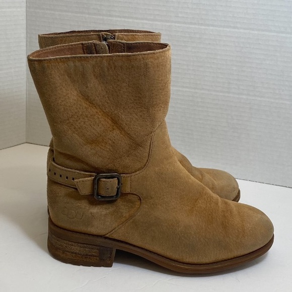 UGG Pre-Owned Women's Keppler Chestnut Brown Leather Buckle Ankle Boots, Size 7 - Picture 3 of 10